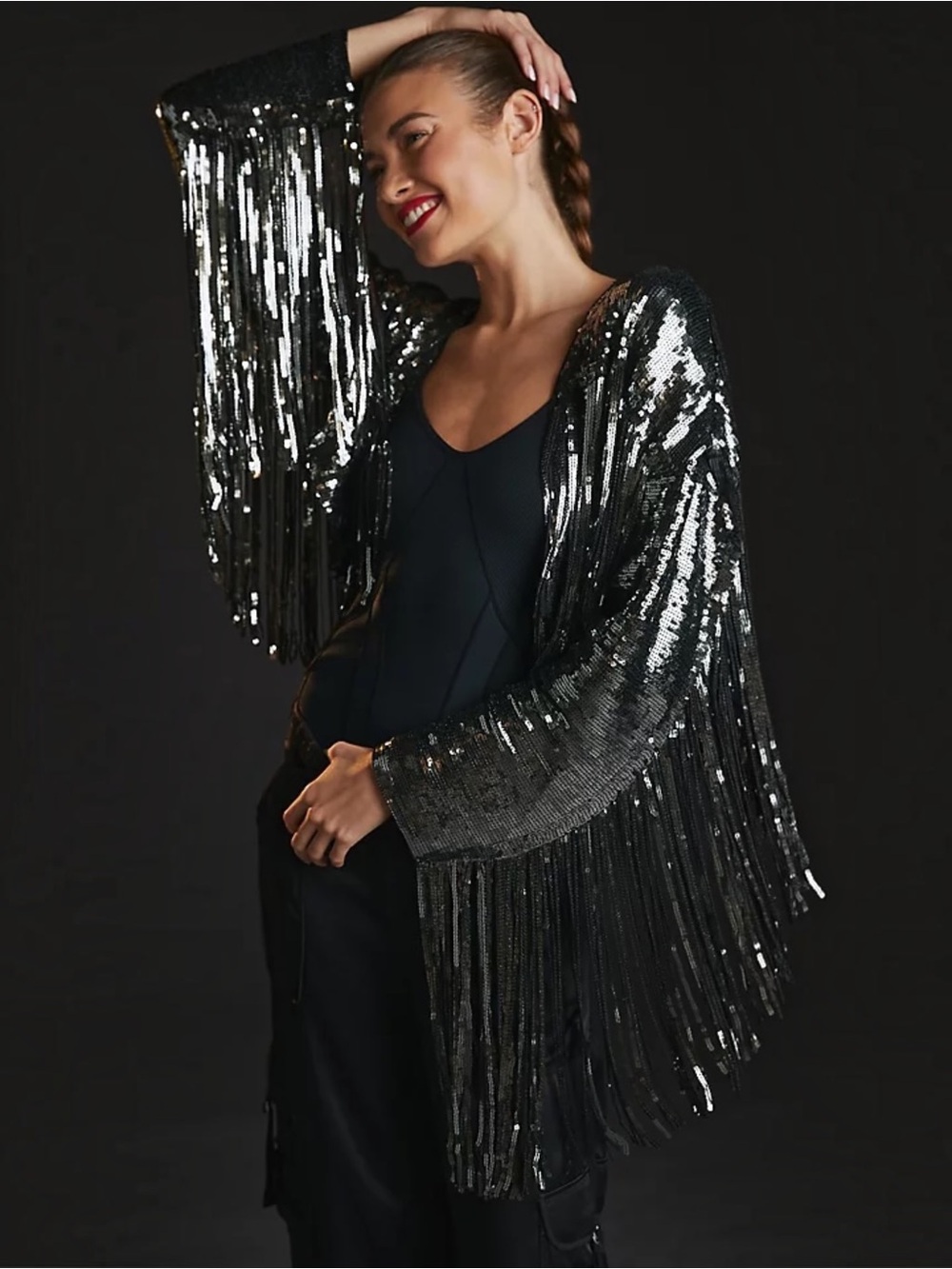 NWT✨ | Anthropologie | Fringed Sequin Cropped Jacket